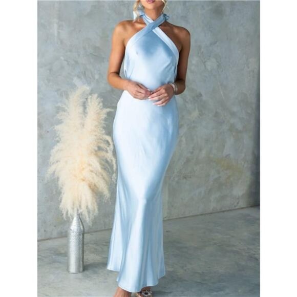 Backless Halter Neck Maxi Dress - Picture 3 of 15